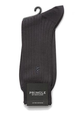 Mens 1 Pair Pringle of Scotland 100% Mercerised Cotton Rib Socks In 4 Colours Black Size 7 - 8.5