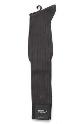 Mens 1 Pair Pringle of Scotland 100% Mercerised Cotton Rib Knee High Socks In 4 Colours