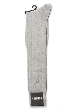 Mens 1 Pair Pringle of Scotland 100% Cashmere Fine Rib Knee High Socks In 4 Colours Brown size 9 - 11