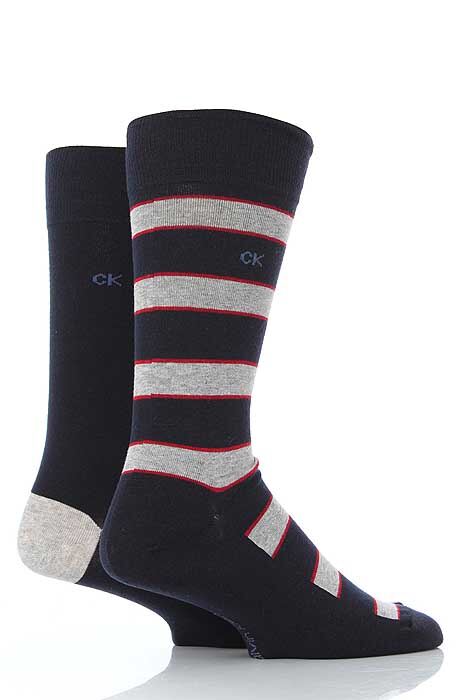 Mens 2 Pair Calvin Klein Multi Stripe Socks In 3 Colours Black