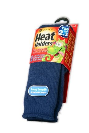 Kids 1 Pair SockShop Heat Holders Long 2.3 Tog Thermal Socks In 9 Colours Purple 9-1.5
