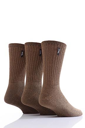 Mens 3 Pair Jeep Vintage Leisure Socks In 3 Colours Browns