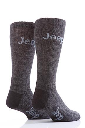 Mens 2 Pair Jeep Multi Terrain Trekking Socks In 3 Colours Brown 6-8.5
