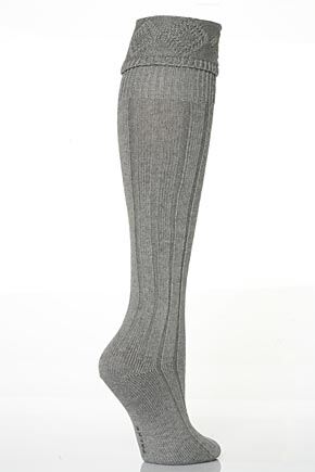 Ladies 1 Pair Falke Striggings Knee High With Patterned Cuff In 8 Colours Mud 5.5-8