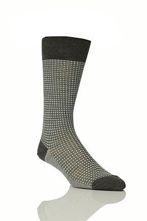 Mens 1 Pair Pantherella Traditional Dogtooth Merino Wool Socks In 4 Colours Navy 6.5-8.5