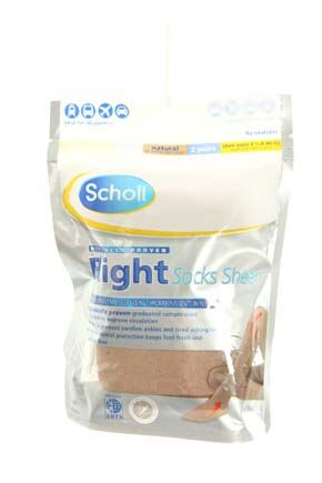 Ladies 2 Pair Scholl Flight Socks Sheer 46 Ladies  Natural