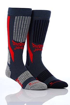 Mens 2 Pair Jeep Wool Ski Socks In 3