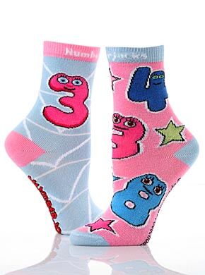 Girls 2 Pair Numberjacks 3 Socks 3 - 5.5 Girls