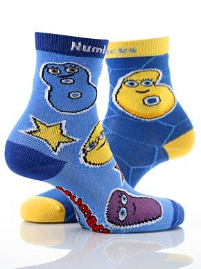 Boys 2 Pair Numberjacks 6 Socks 3 - 5.5 Boys