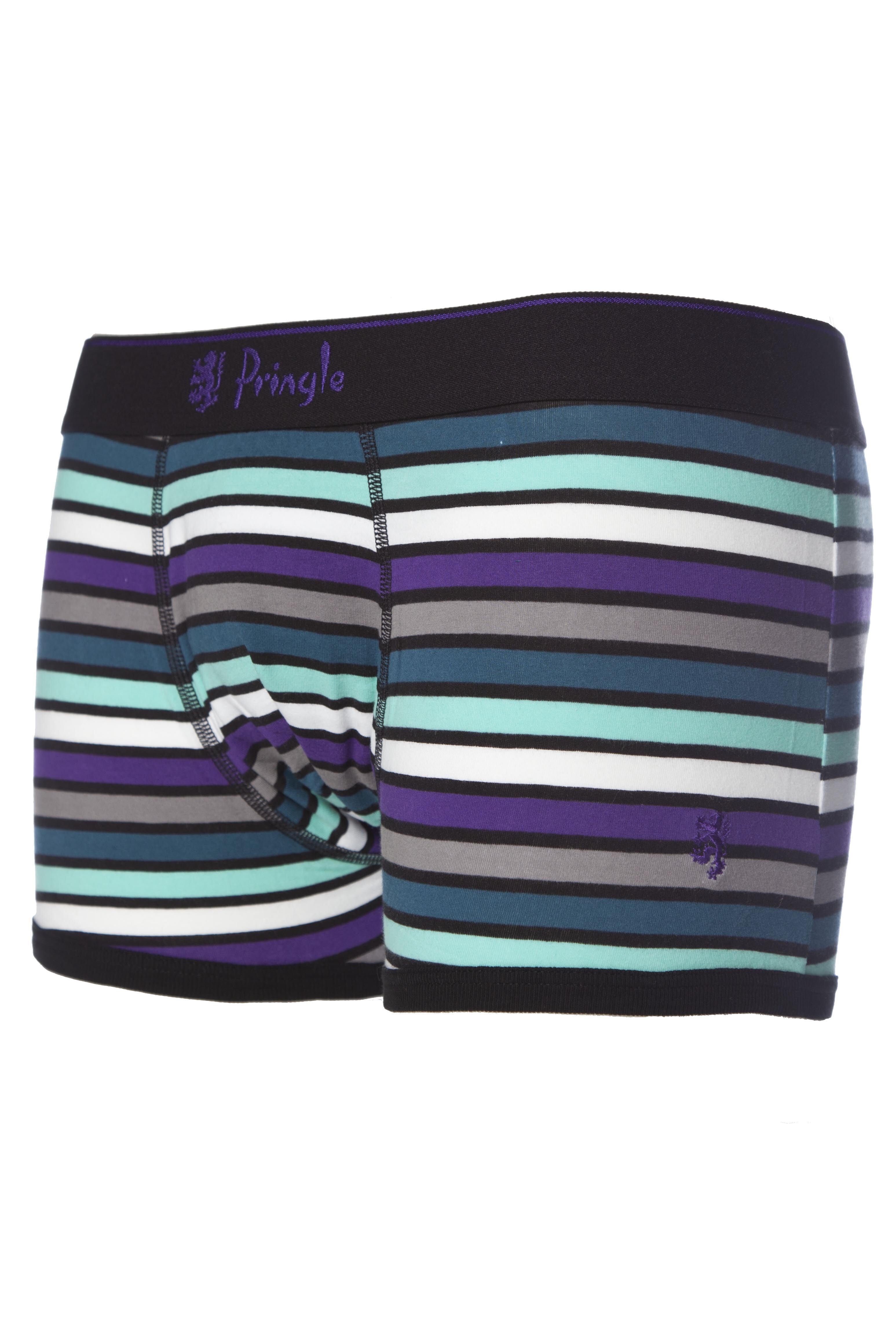Mens 1 Pack Pringle Multicoloured Block Striped Boxer Shorts In Purple