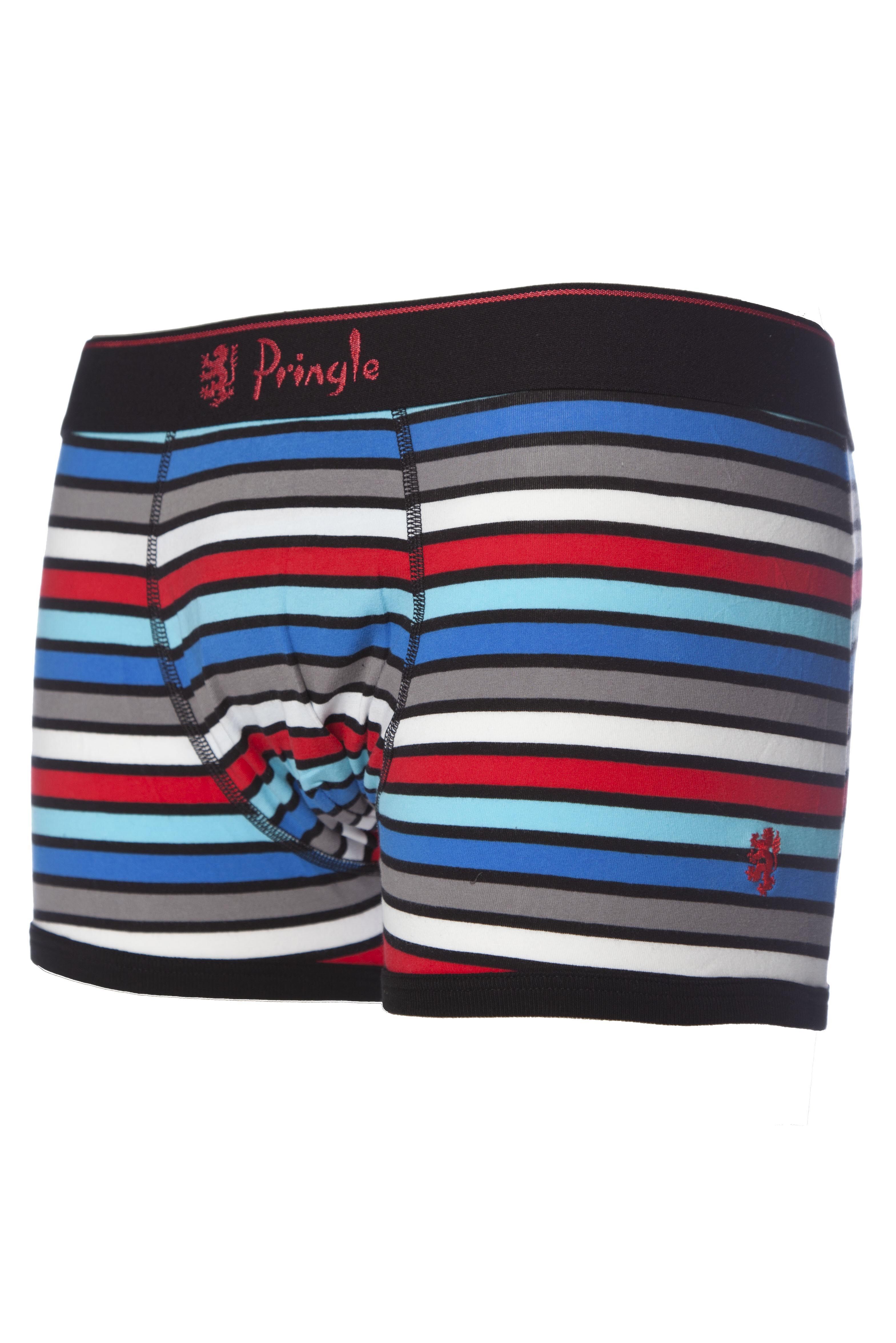 Mens 1 Pack Pringle Multicoloured Block Striped Boxer Shorts In Red Red