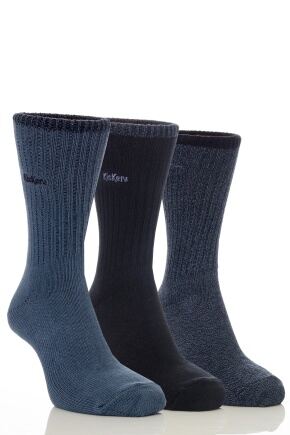 Mens 3 Pair Kickers Ribbed Weekend Leisure Socks In 2 Colours Grey