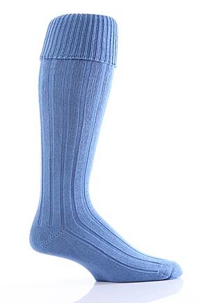 Mens 1 Pair Glenmuir Birkdale Golf Cotton Knee High Socks with Turn Over Cuff In 8 Colours Cornflowe