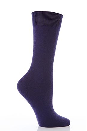 Ladies 1 Pair John Smedley Flare Plain Merino Wool Socks In 9 Colours Nocturne
