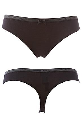 Ladies 1 Pair D&G Underwear Minimalistic Thong 50% OFF Black L