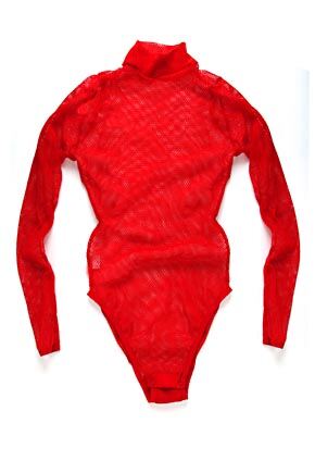 Ladies 1 Pack Elle Fishnet High Neck, Long Sleeved Body Stocking In 3 Colours Black