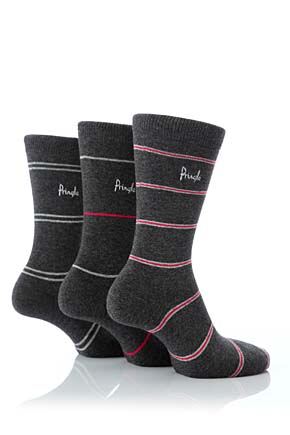 Mens 3 Pair Pringle Lockerbie Block Striped Socks 25% OFF Driftwood