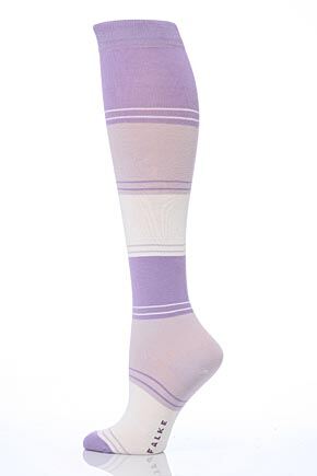 Ladies 1 Pair Falke New Block Stripe Knee High Socks 25% OFF Marine II