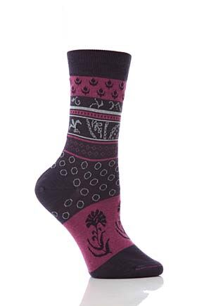 Ladies 1 Pair Pantherella Paisley Stripe Anklet in 4 Colours Chocolate