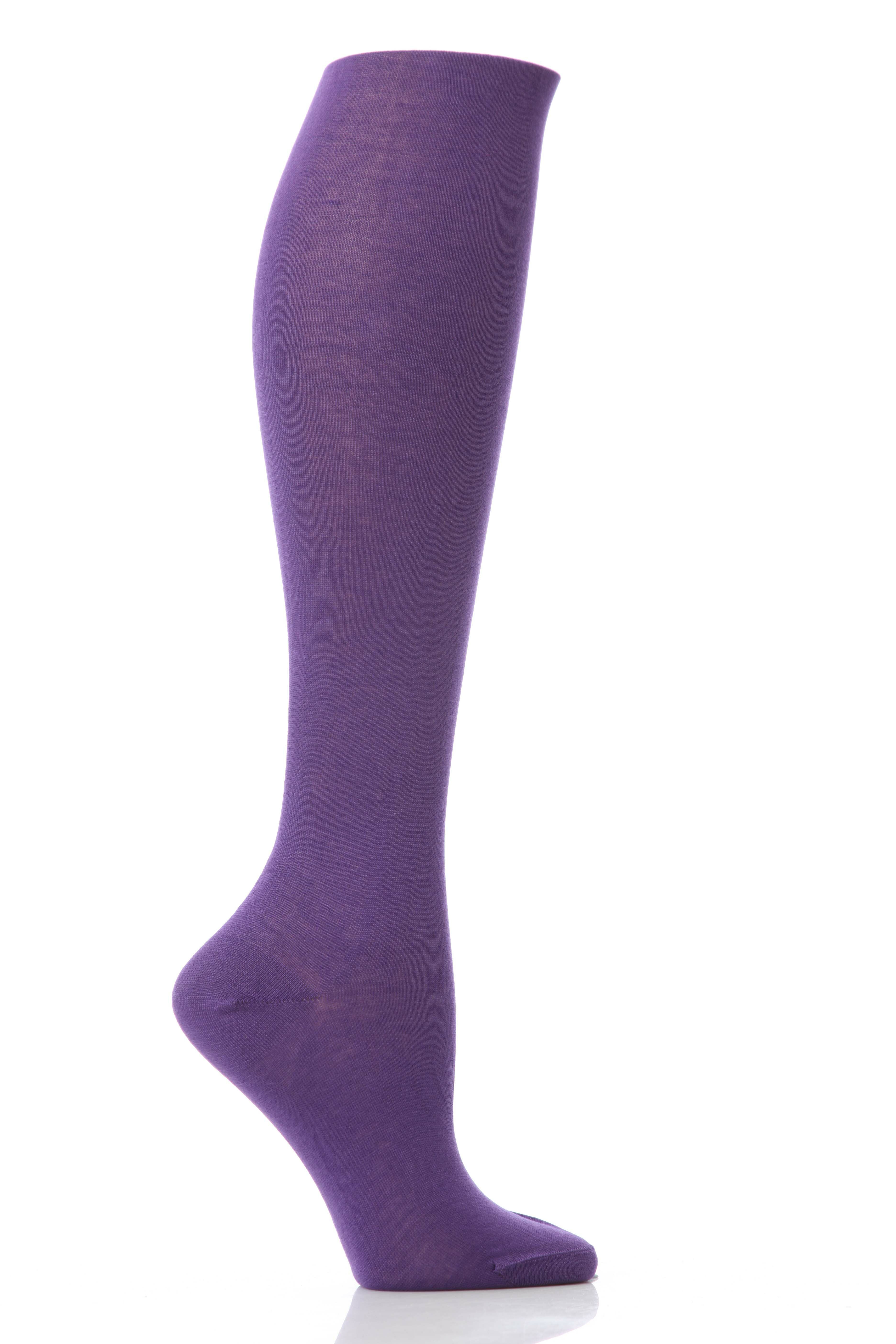 Ladies 1 Pair Elle Pearl Cotton Knee Highs In 8 Colours Teal 4-6