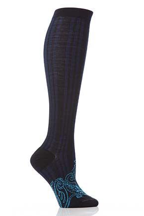 Ladies 1 Pair Pantherella Paisley Pattern Foot Knee High Sock In 3 Colours Blackberry