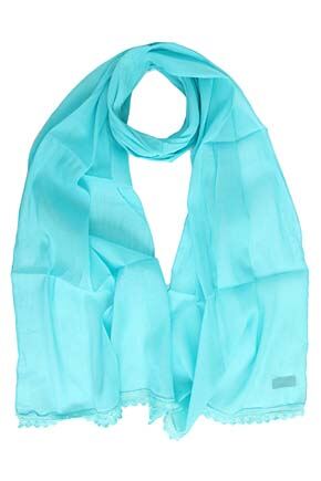 Ladies Bewitched Cotton Scarf With Lace Border In 6 Colours Smoke