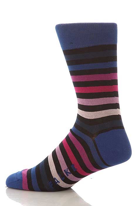 Mens 1 Pair Falke Multi Stripe Socks In 4 Colours Grey 43-46