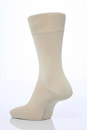 Mens 1 Pair Burlington Dublin Comfort Cotton Socks With Gentle Grip In 6 Colours Sand
