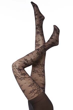 Ladies 1 Pair Pretty Polly Lace Tights Black