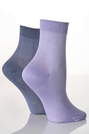 Ladies 2 Pair Elle Pearl Cotton Anklets In 6 Colours