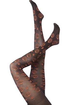 Ladies 1 Pair Silky Tattoo Halloween Pumpkins Tights