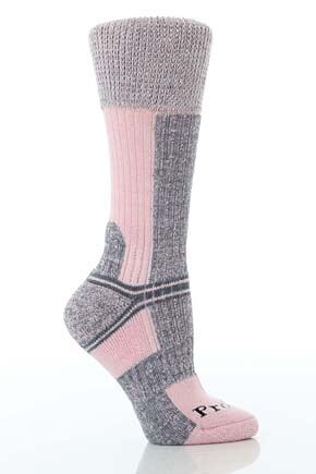 Ladies 1 Pair HJ Hall Technical Heavy Weight Socks In 4 Colours Pink 4-7