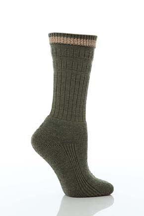 Ladies 1 Pair HJ Hall Softop Mid Weight Trail Socks In 2 Colours Sage