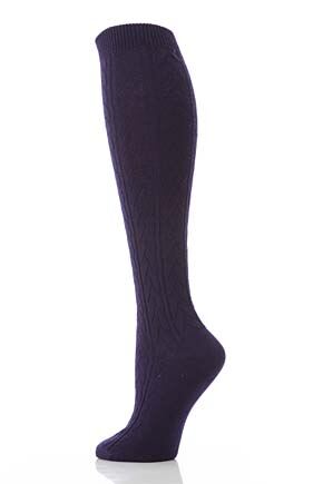 Ladies 1 Pair Falke Striggings Cable Knit Knee High Socks In 6 Colours Oatmeal 2.5-5