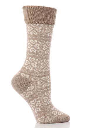 Ladies 1 Pair Falke Folklore Fairisle Sock In 3 Colours Grey 39-42