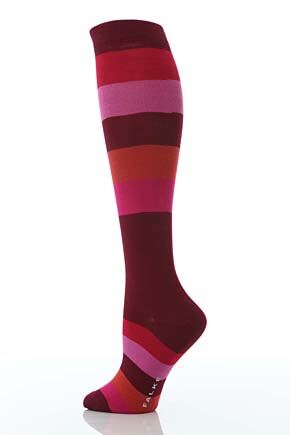 Ladies 1 Pair Falke Seasons Wide Stripe Knee High Socks 33% OFF Mud 35-38