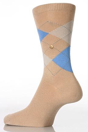 Mens 1 Pair Burlington Original Cotton Mix Argyle Sock In 20 Colours Chocolate / Stone / Wine