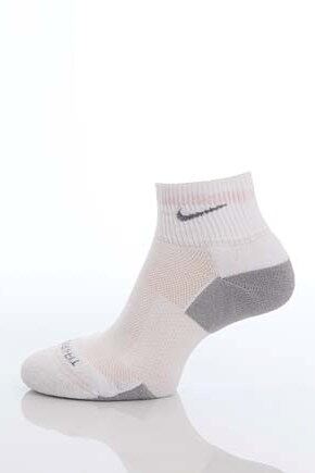 Mens & Ladies 1 Pair Nike Dri-FIT Cushioned Quarter Running Socks In 2 Colours White - Matte Sil