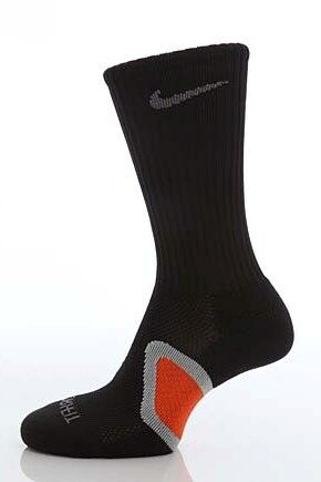 Mens & Ladies 1 Pair Nike Run Cushioned Dynamic Arch Crew Sock In 2 Colours Black - Deep Orange 