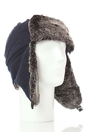 Mens SockShop Waxed Trapper Hat With Fur Khaki