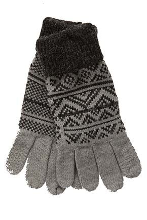 Mens SockShop Wool Mix Fairisle Glove With Turnback Cuff Brown