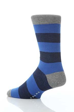 Mens 1 Pair Falke Block Stripe Socks 33% OFF Olympic Blue 39-42