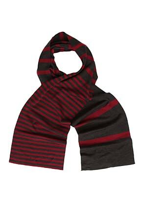 Mens John Smedley Kipling 100% Merino Wool Varied Striped Scarf In 2 Colours Soot - Beetroot