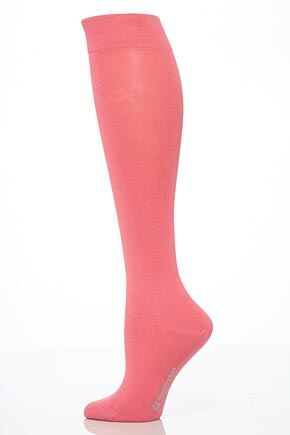Ladies 1 Pair Burlington Universal Plain Cotton Knee High Sock 33% OFF Pale Pink
