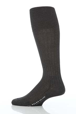Mens 1 Pair Falke Milano Knee High Socks In 4 Colours Light Grey Melange 45-46