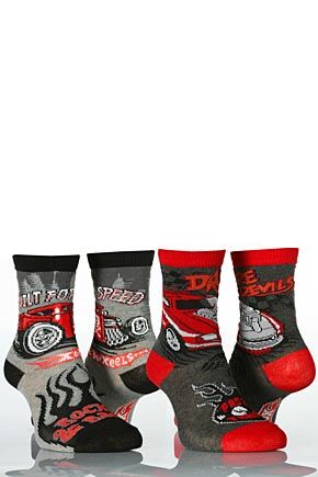 Boys 2 Pair HotWheels Rockin & Racin Spin & Speed California Customs Socks 9 - 12 Boys
