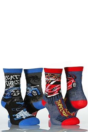 Boys 2 Pair HotWheels Too Cool For Fuel Spin & Speed MotorSports Socks 50% OFF 6 - 8.5 Boys