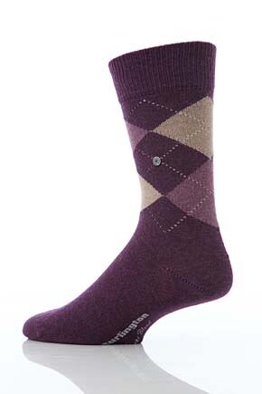 Mens 1 Pair Burlington The Original Argyle Pattern Cashmere Socks In 5 Colours Red