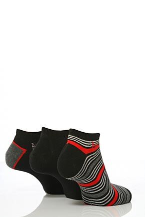 Mens 3 Pair Pringle Stripe and Plain Secret Socks In 2 Colours Black