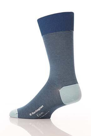 Mens 1 Pair Burlington Eton Fine Striped Socks 33% OFF Eagle Green